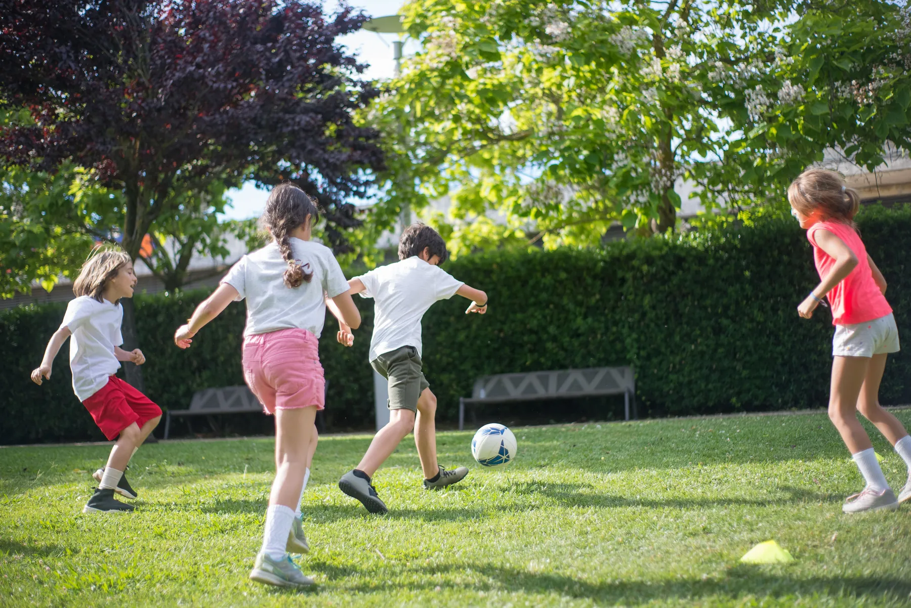 Young people playing football
