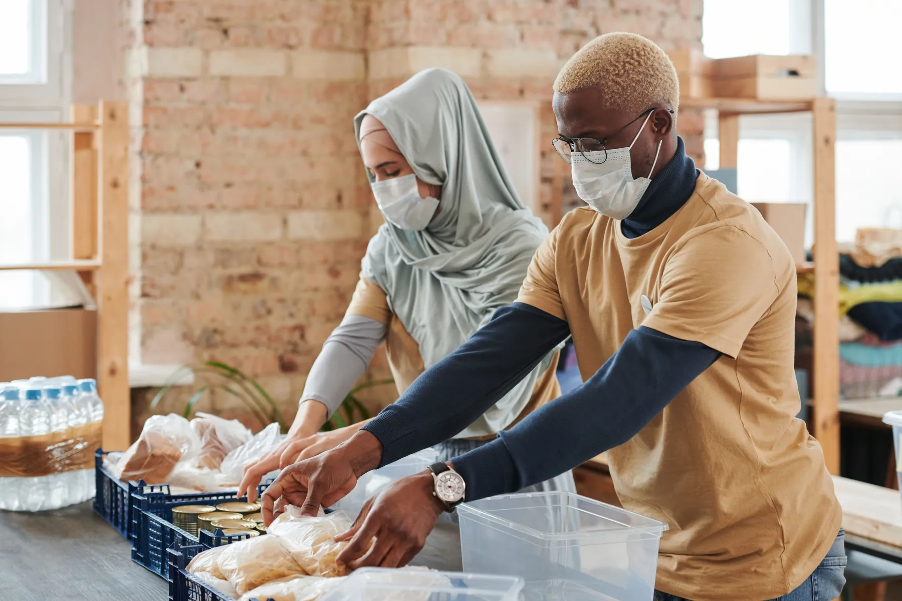 Food being prepared for distribution