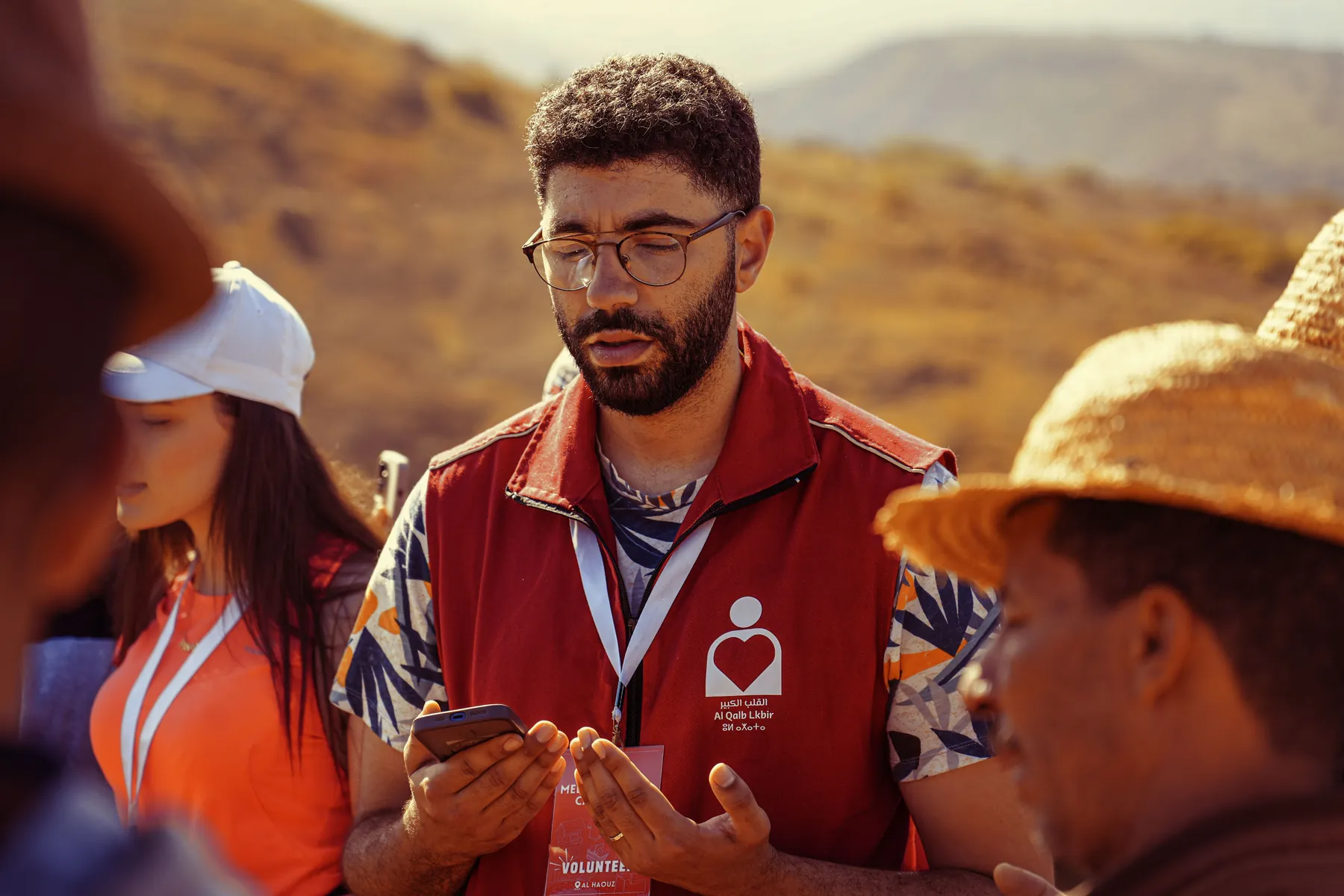 People discussing a community partnership